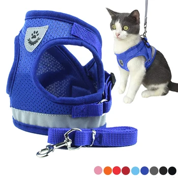 Reflective Dog Harness with Leash Adjustable Pet Harnesses Vest for Small Medium Dog Soft Outdoor Breathable Puppy Chest Strap 1