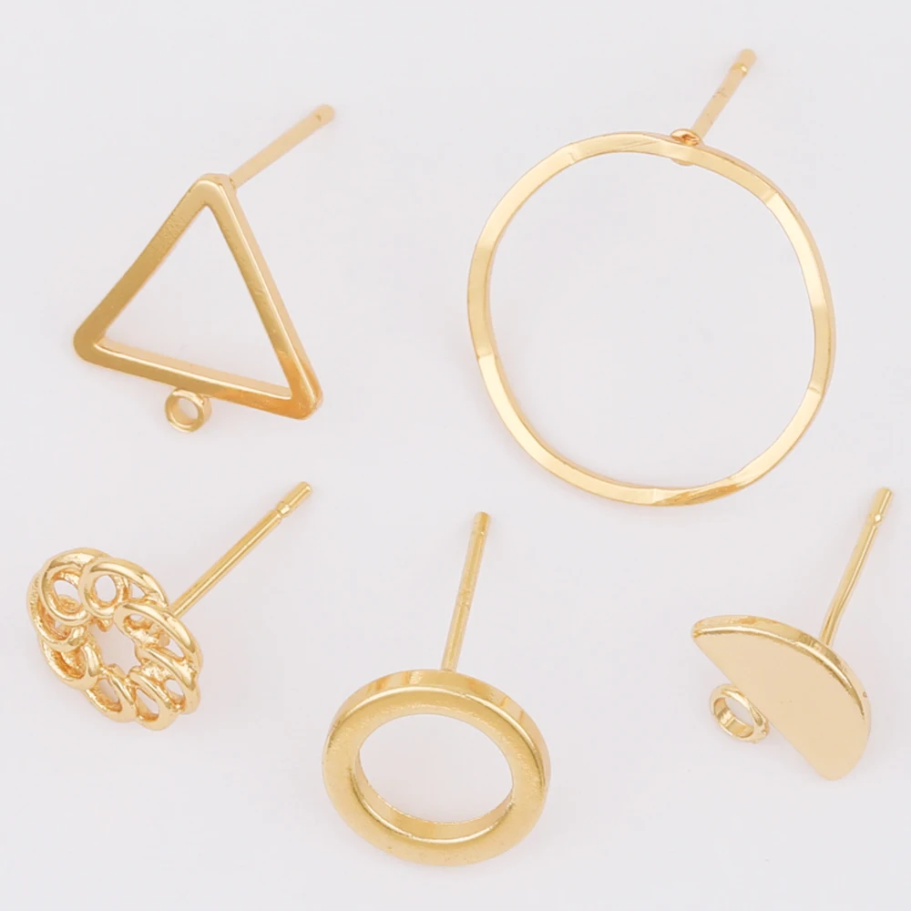 

WHSOK 40Pcs DIY/Jewelry Accessories/Hand Made/Geometry Shape/Earrings Stud/Genuine Gold Plating/Jewelry Findings & Components