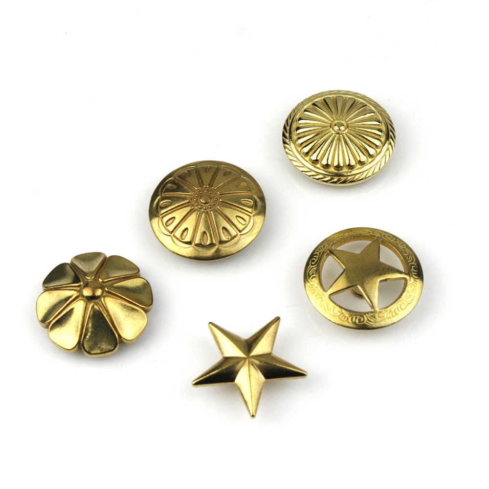 1pcs Brass Screwback Conchos Rivets Flower Star Decorative Buttons for