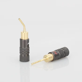 

8PCS Hifi Audio 2mm Banana Plug Gold Plated Speaker Cable Pin Angel Wire Screws Lock Connector For Musical HiFi Audio