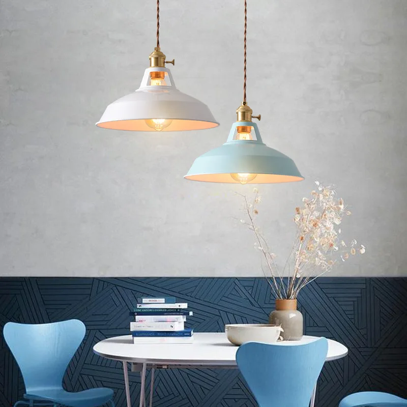 Pendant Light Retro Industrial Style Colorful Restaurant Kitchen Home Lamp Vintage Hanging Light Lampshade Decorative Lamps 5