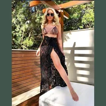 Женская одежда для плавания, кружевное бикини, накидка, юбки для плавания, прозрачная сексуальная пляжная юбка макси с запахом, саронг, юбка парео, летнее бикини, накидка