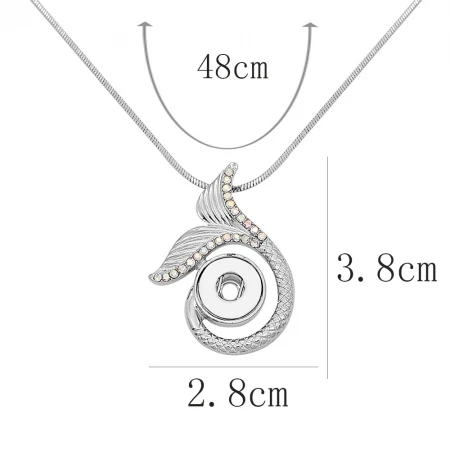 fashion Mermaids pendant Necklace with Colorful rhinestones 48cm chain fit 12MM alloy snaps button jewelry for women Girl