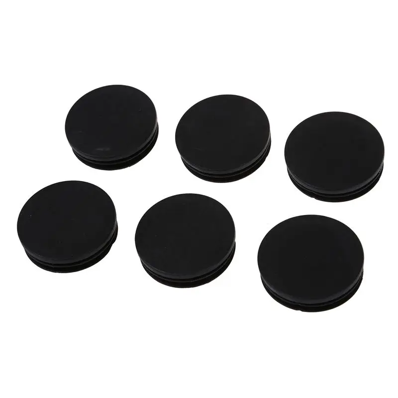 

New-6 x Black Plastic 50mm Dia Round Tubing Tube Insert Caps Covers