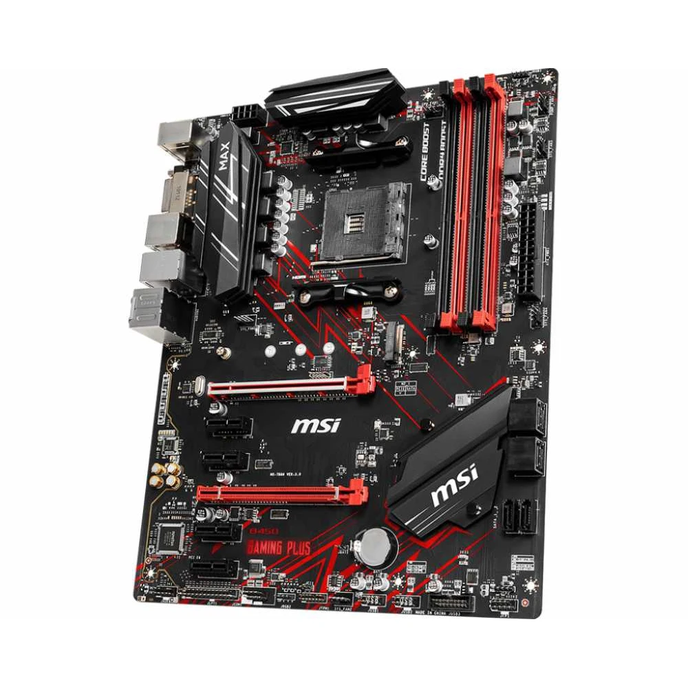 Материнская плата MSI B450 GAMING PLUS MAX Soc-AM4 AMD B450 4xDDR4 ATX AC`97 8ch(7.1) GbLAN RAID+DVI