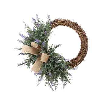 

Simulation Lavender Wreath Pastoral Style Artificial Lavender Garland Flower Wreath Decoration for The Front Door Home Decor