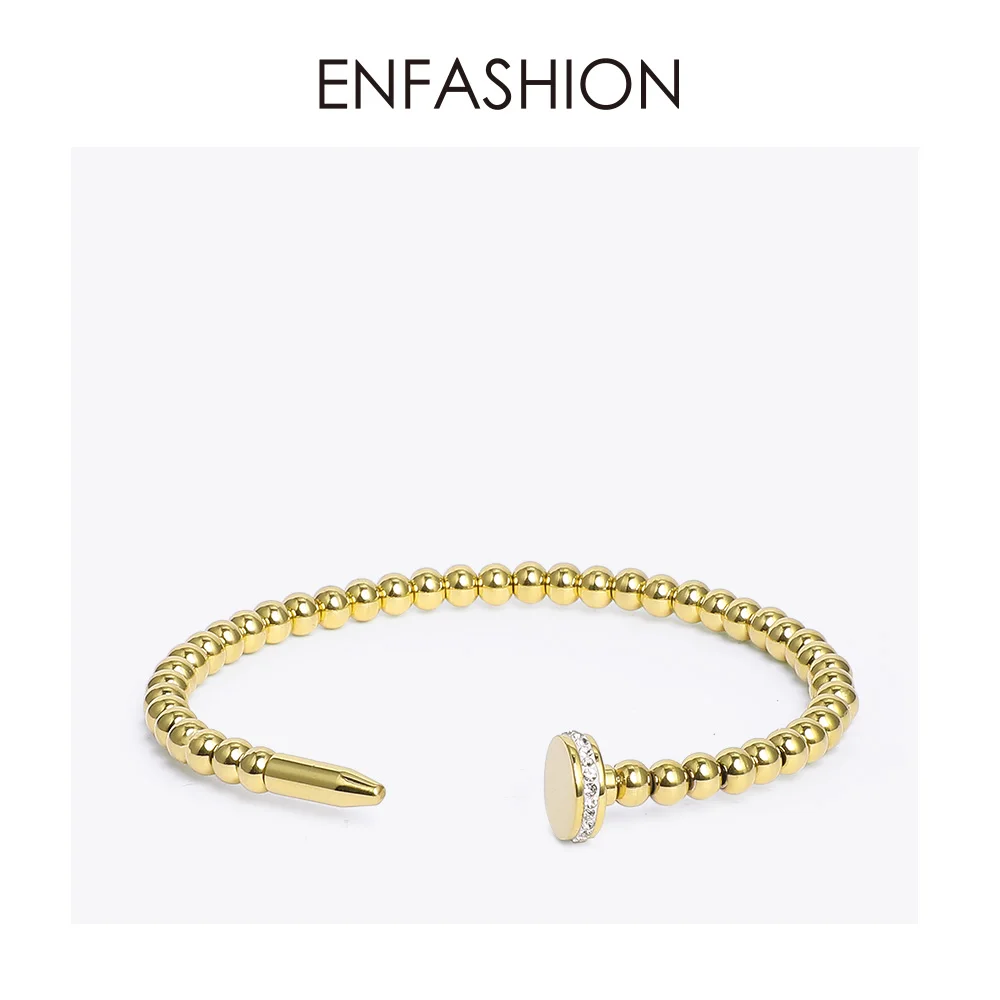 ENFASHION панк-браслет с шариками для ногтей, браслеты для женщин, золотой цвет, острие из нержавеющей стали, Открытый браслет, модное ювелирное изделие B192039