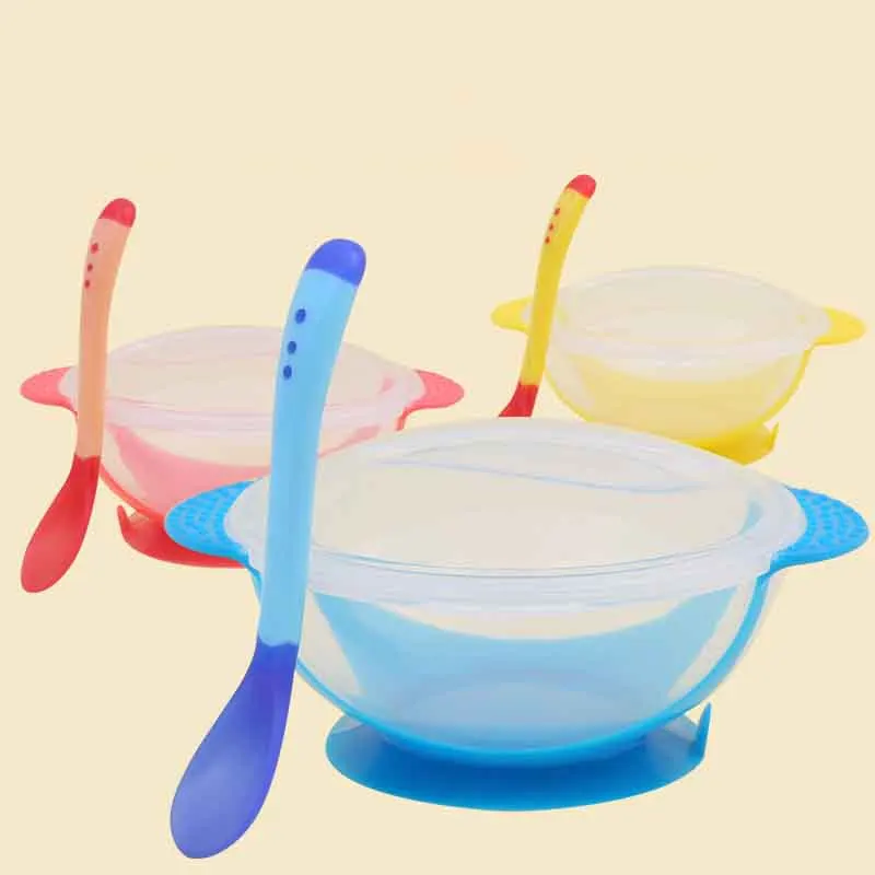 Baby Tableware Feeding Bowl Dishes With Spoon Children Food Dinnerware Set LIN 