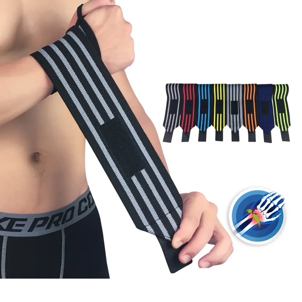 1 Piece Color Stripe Wristband Multifunction Elasticity Fitness Gym Sport Bandage Wrist Wrap Bandage Hand Support Wrist band