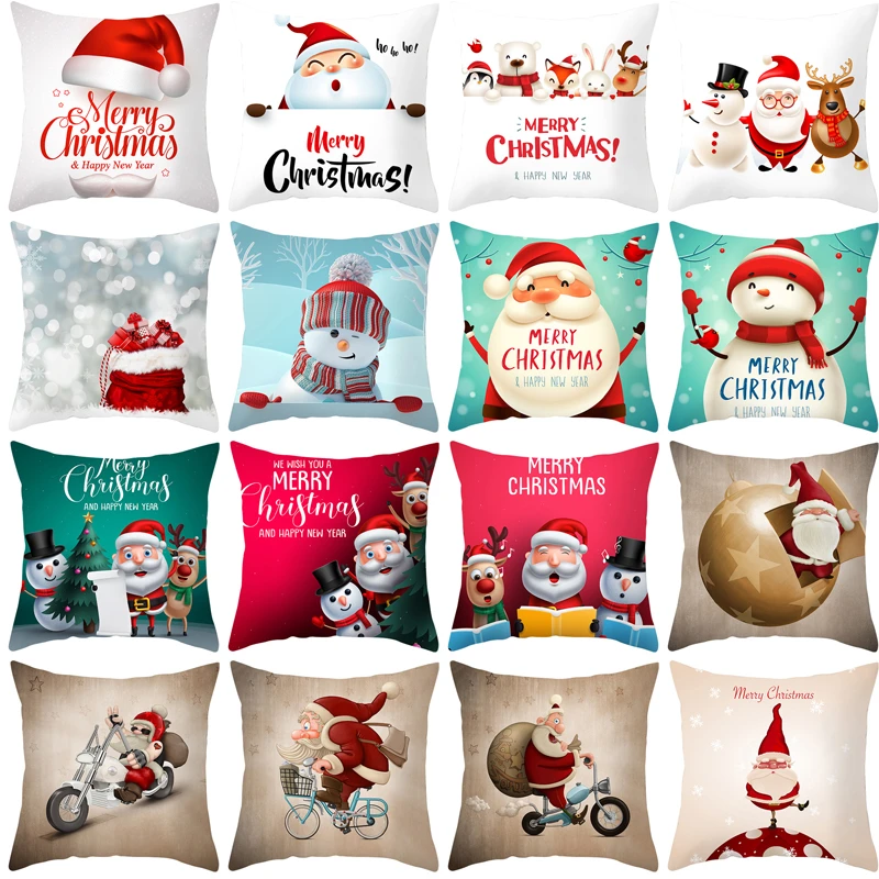 Fuwatacchi, подарок на Рождество, набивные наволочки для подушек, домашняя декоративная подушка в форме Санта-Клауса, чехол для дивана, наволочки 45*45 см