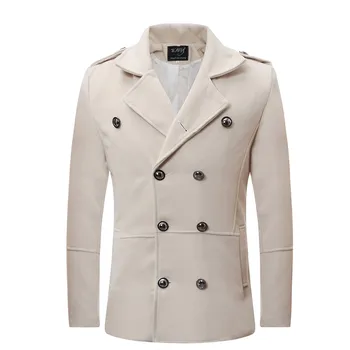 

The men wear the windbreaker outside the European and American young men casual fashion pure color double-breasted windbreaker