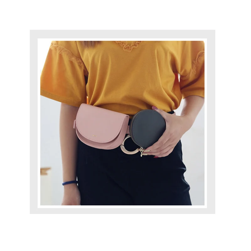Fanny Pack Для женщин простой Винтаж контраст Цвет сумка на поясном ремне Повседневное съемные регулируемые Сумочка с отделением для монет, спортивная сумка для йоги поясная сумка 140 - Цвет: Pink waist bag