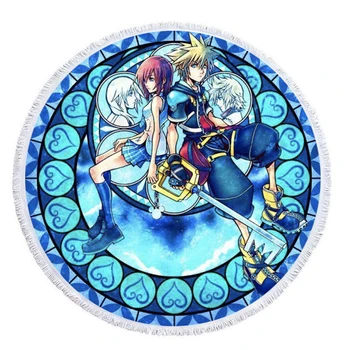 

Anime Kingdom Hearts Microfiber Towels Large Round Beach Towels for Adults Kids Gifts Summer Toalla Tassel Tapestry