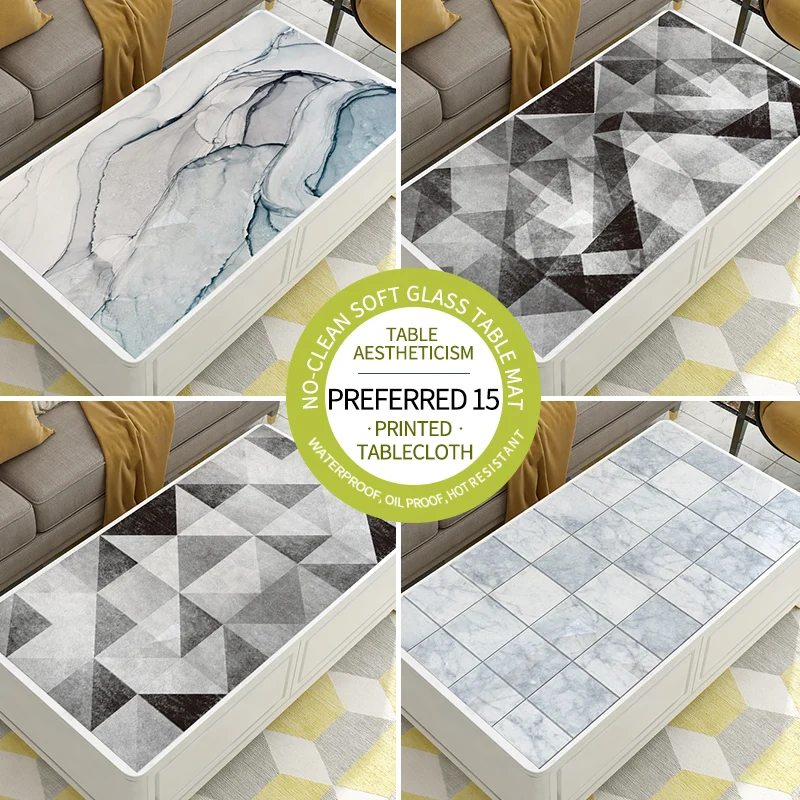 Acheter Nappe en verre souple PVC imperméable à l eau en plastique Transparent couverture de Table à manger moderne avec cuisine