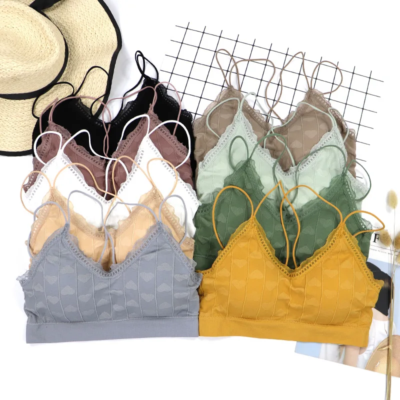 

Women Cotton Bra Sexy Lace Top Women Sports Bra Tube Top Fashion Solid Color Tank Up Girl's Love Bra Seamless Female Lingerie