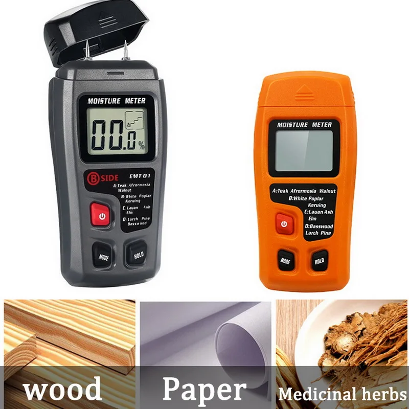 

Four measuring modes Portable Digital Moisture Meter Pin Type Dampness Meter for Wood Building Material Firewood Paper