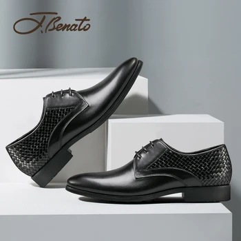 

J.benato Leather shoes 2019 man British business shoes men's leather lace dress office shoes cushioning wear-resistant breathabl