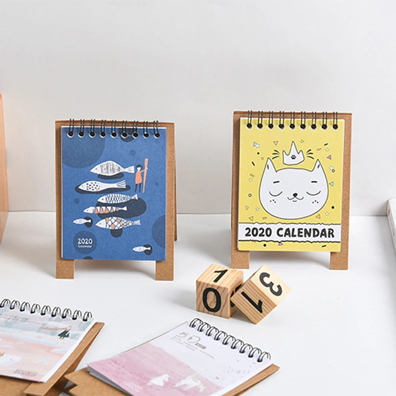 Ручной рисунок свежий мультфильм Мини Фламинго настольная бумага календарь двойной ежедневный планировщик стол планировщик годовой Органайзер дня