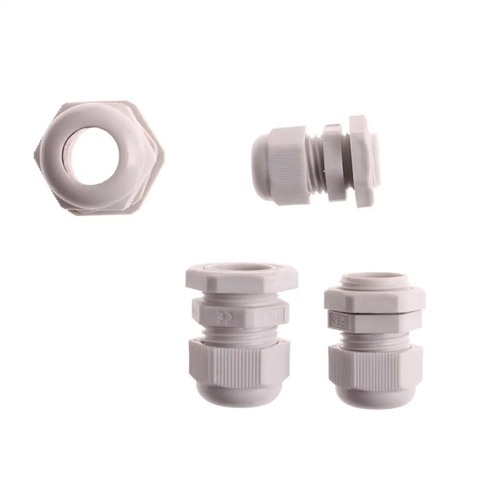 Waterproof Cable Gland 10pcs Cable entry IP68 PG7 for 3-6.5mm PG9 PG11 PG13.5 PG16 PG19/21/ White Black Nylon Plastic Connector