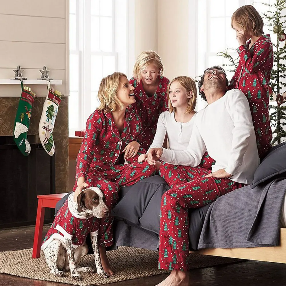 Christmas Paternity suit Christmas tree pajamas printing Family Pajamas Set