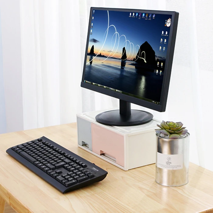 New LCD Monitor Stand Bracket with Office Drawer Storage Box Storage Box Organizer for Desktop GK99