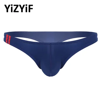 

Sexy Men Swimwear Male Underwear for Swimming Lingerie Smooth Ice Silk Elastic Low Rise Bulge Pouch T-Back Thongs Bikini Briefs