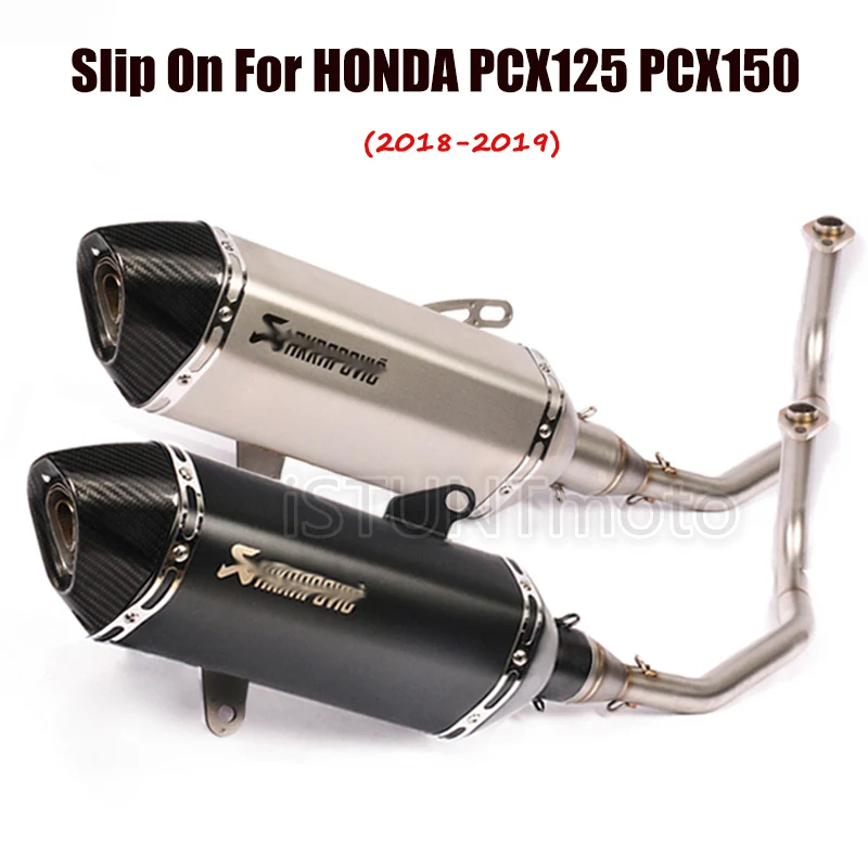 

Slip On For Honda PCX125 PCX150 2018-2019 year Motorcycle Exhaust Full System Escape Scooter Muffler Link Pipe Tube with Exhaust