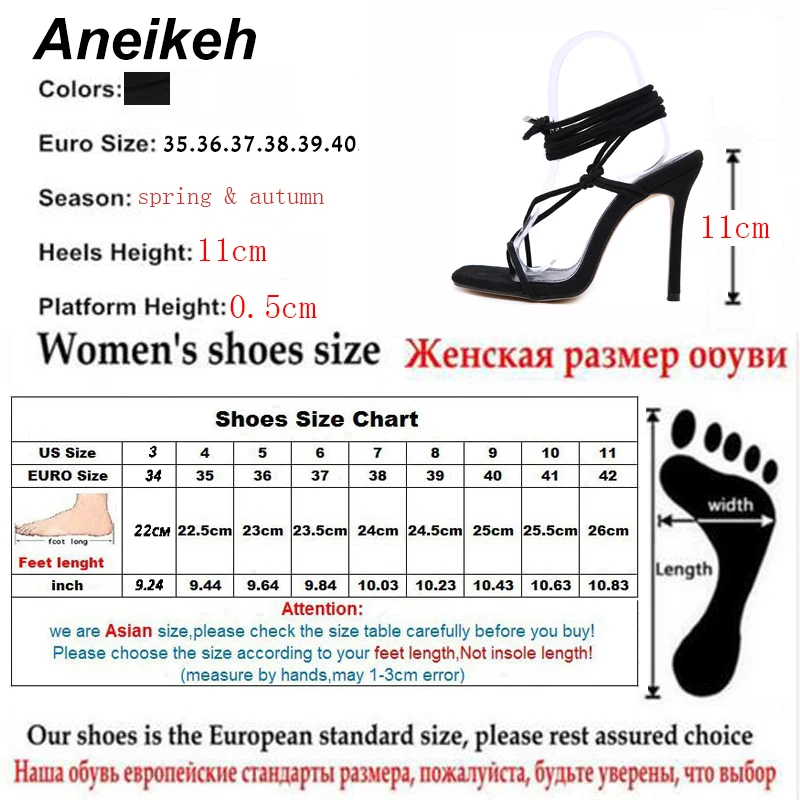 Aneikeh/модные черные туфли-лодочки; сандалии-гладиаторы; женские босоножки на высоком каблуке с перекрестными ремешками; пикантная обувь для вечеринок на тонком каблуке