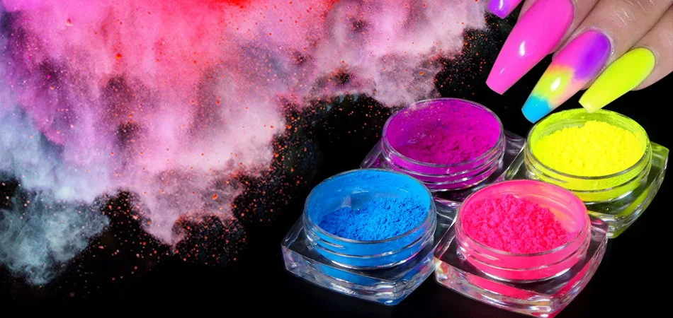 9 Colors/set Neon Pigment Powder Fluorescence Nail Glitter Summer Shinny Dust Ombre DIY Gel Manicure 3D Nail Art Decorations Kit