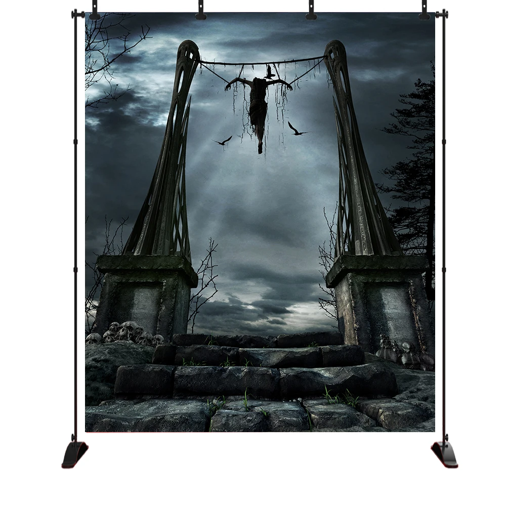 

Halloween photography background terror Hang the dead body Gloomy sky Halloween theme backdrop photo backgrounds studio