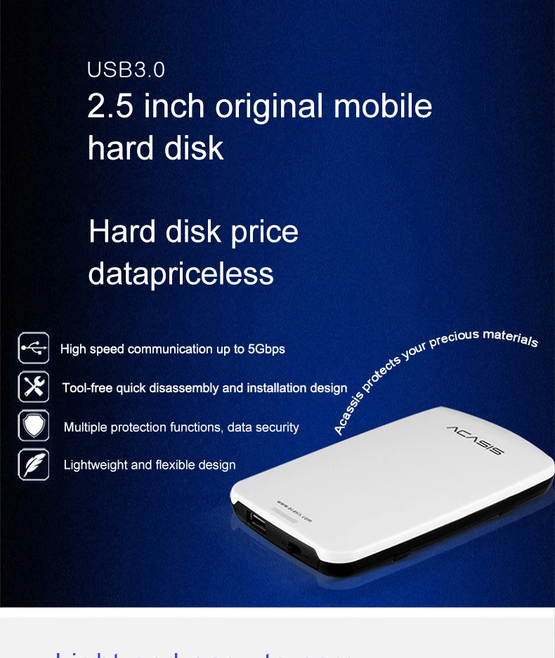 2,5 дюйма SATA 3 USB 3,0 внешний жесткий диск коробка высокоскоростной Корпус чехол с кабельным интерфейсом 5 Гбит/с HDD док-станция