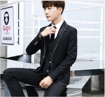 

New Men's Blazers Jacket Short Coat Business Casual One Button Korean Style Slim Fit Handsome Jackets C41