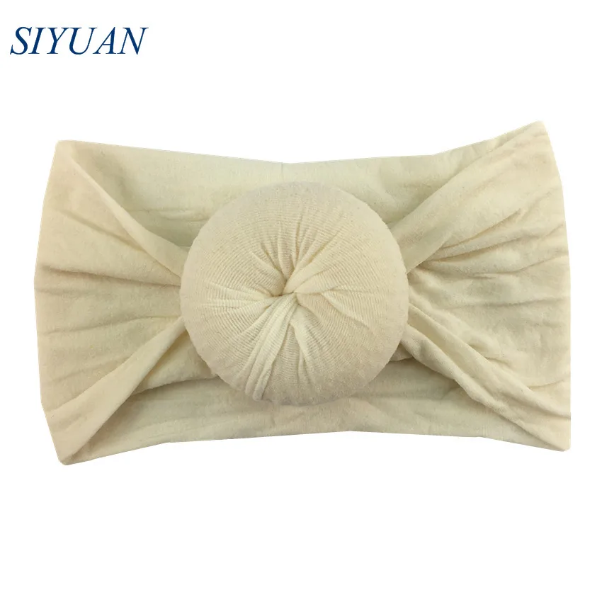 10-ivory 21 шт./лот, детская чалма, закрывающая уши, широкая эластичная нейлоновая повязка на голову с милым пончиком и узлом, модная повязка на голову, Шикарные аксессуары для волос HB112 - Цвет: 10-ivory