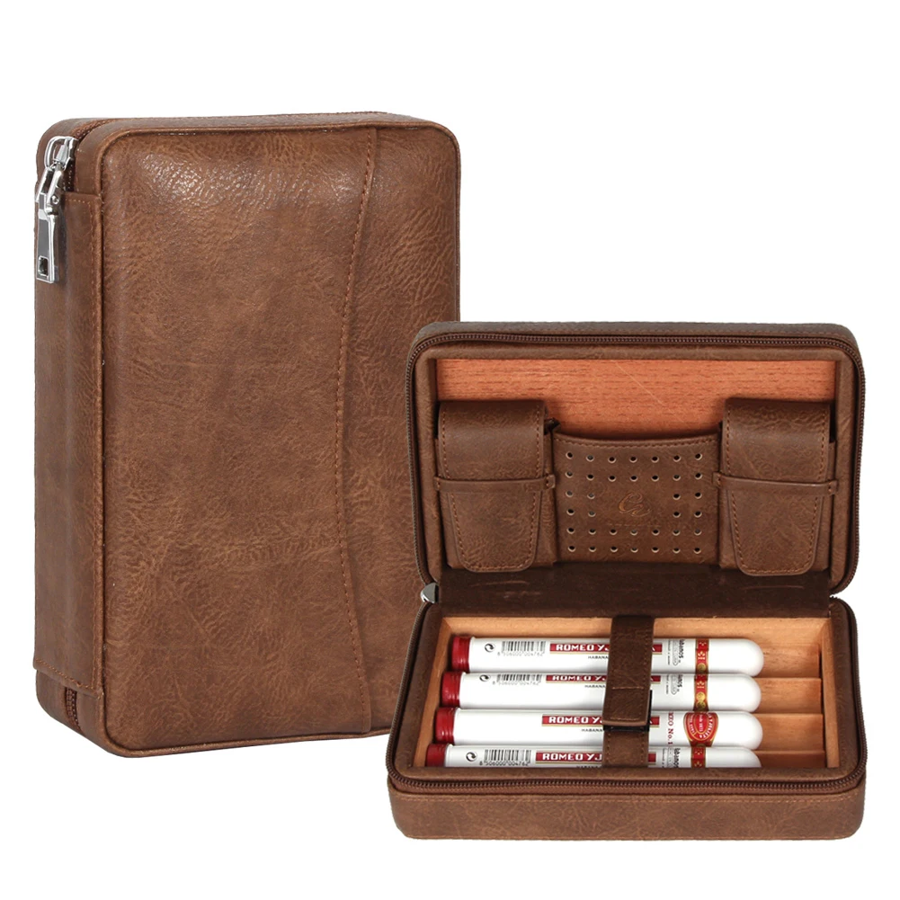 

GALINER Travel Humidor Case Leather Cigar Box Portable Cedar Wood Cigar Accessories with Gift Box