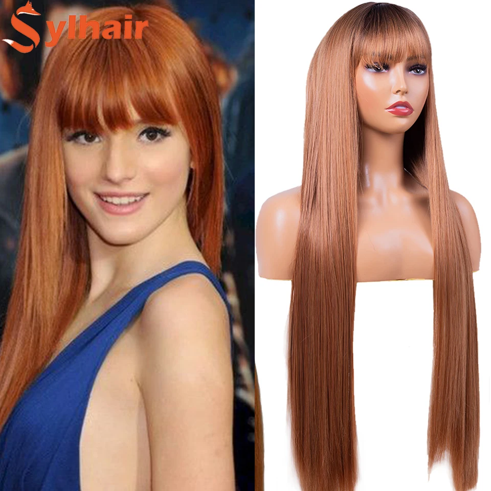 80cm Wig Super Long Straight Blonde Wigs Synthetic Wigs with Bangs for Women Christmas Cosplay Party Hair Wig