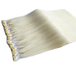 Full Cuticles Double Drawn 100% Russian Virgin Flat Tip Hair Blonde Color #60