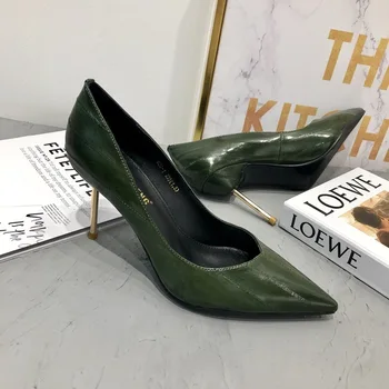 

of 2020 with South Korea eel skin fine with high heels electroplating with pointed mouth shallow single woman shoes