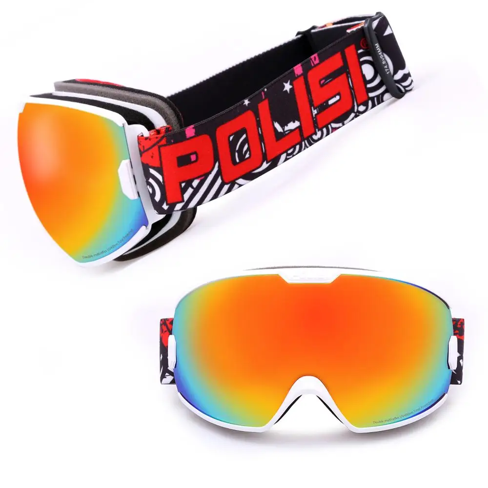 POLISI goggles snowboard ski snow glasses Double HD PC Lens  Anti-fog Men Women winter outdoor protective Windstopper P828