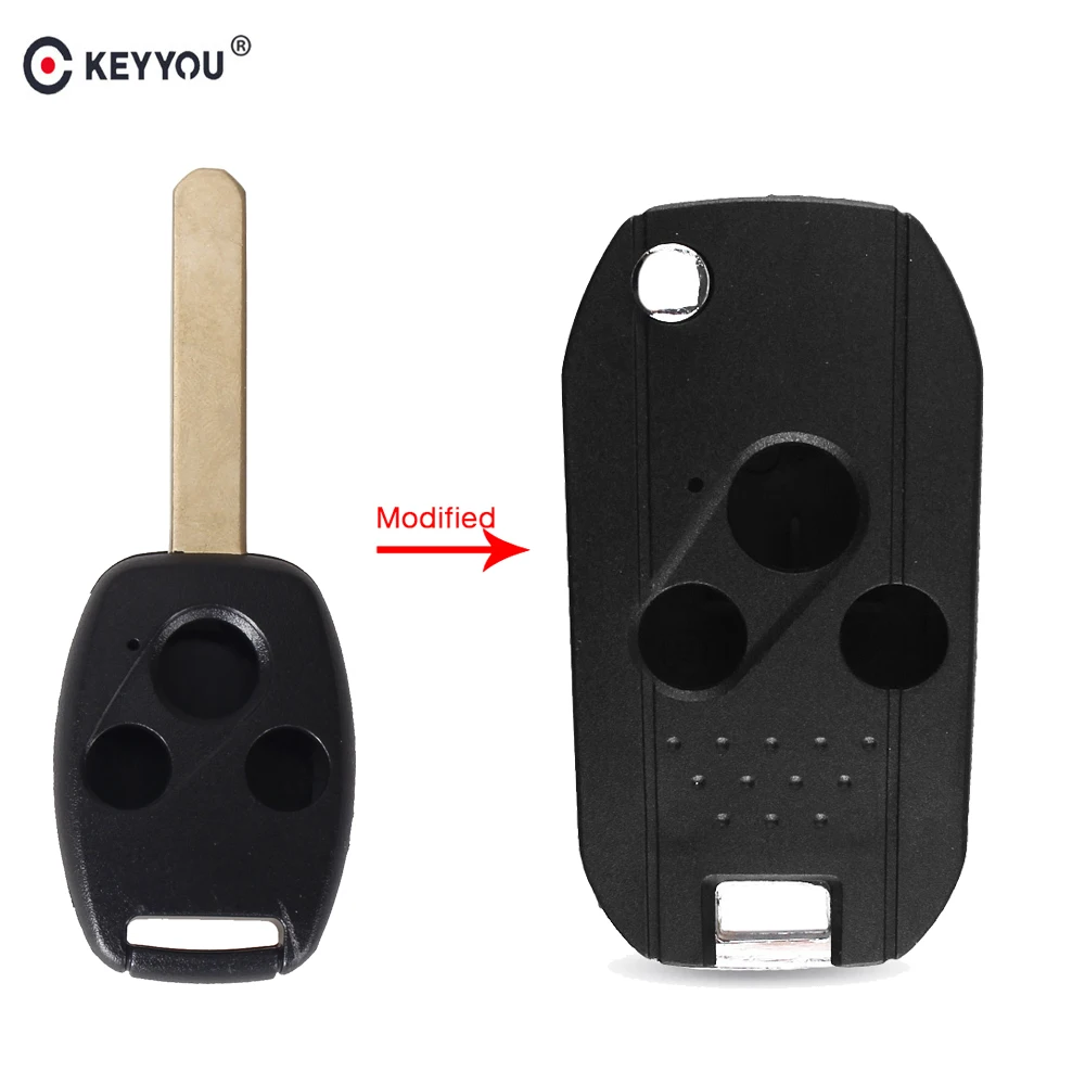 KEYYOU 3 кнопки модифицированный флип дистанционный ключ-брелок от машины чехол оболочка для Honda Accord Civic Pilot CR-V Accord Pilot CR