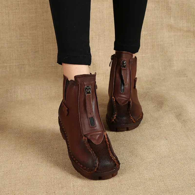 

Autumn And Winter Hot Selling plus Velvet Warm Short Boots Women's Martin Boots Genuine Leather Soft Bottom Soft Surface Comfort