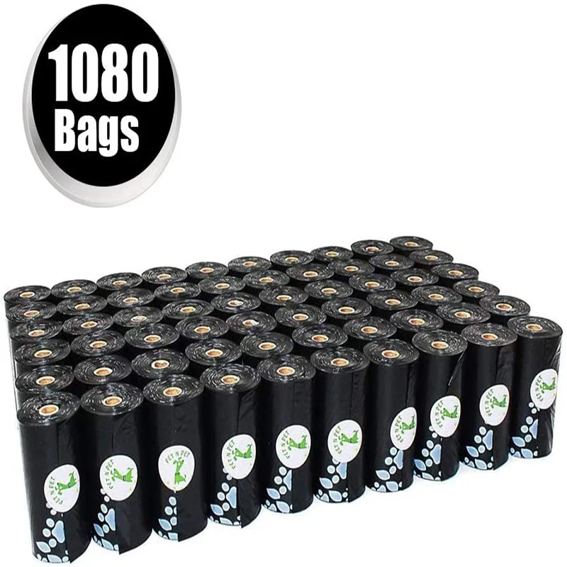 Dog Poop Bags Earth-Friendly 1080 Counts 60 Rolls Unscented Poo Large Black Waste garbage bag | Дом и сад