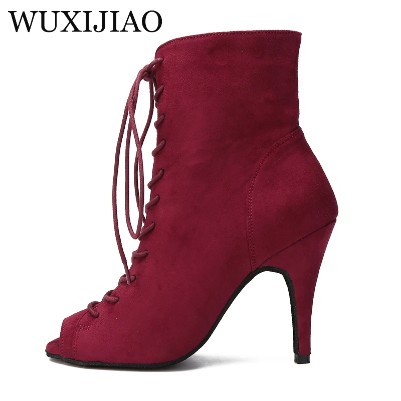 Wuxi Jiao popular hot women's red suede Latin dance salsa boots shoes training stage performance party soft sole