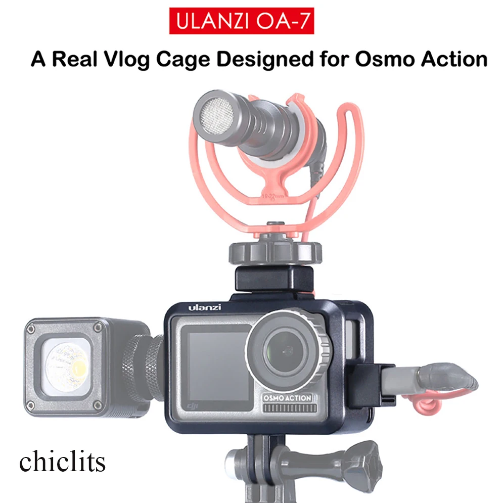 Ulanzi OA-7 Vlog чехол для Dji Osmo Action с двойным холодным башмаком для Vlog микрофон фотографическое освещение Vlog чехол добавить подарок