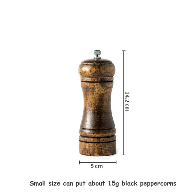 5 8 10 Inch Salt and Pepper Mill Shakers Herb Grinders Solid Wood Spice Black Pepper Grinder Grain Mill Kitchen Accessories 5 inches