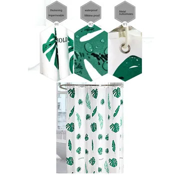 

1pc Green Tropical Plants Shower Curtain Bathroom Waterproof Polyester Curtain Leaves Printing Curtains for bathroom shower