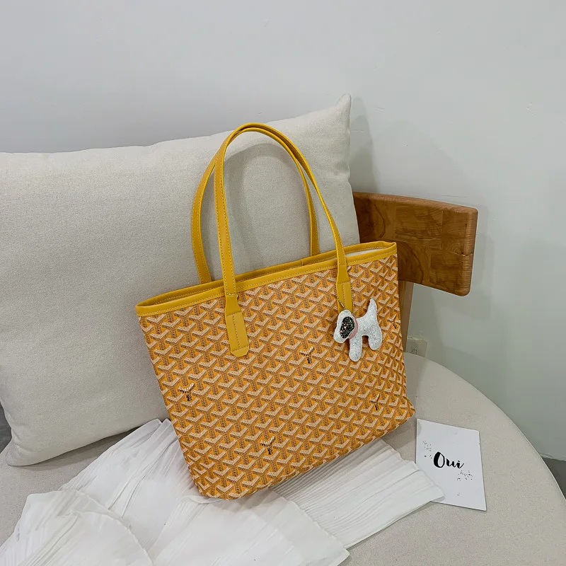 

New puppy pendant large capacity tot bag single shoulder handbag large bag double side vegetable basket bag