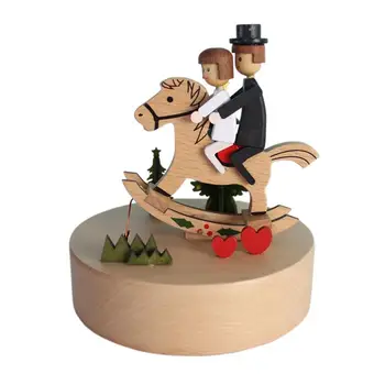 

Handmade Love Theme Beech Wooden Clockwork Music Box Craft Decoration Love Theme Home decoration Spray Paint