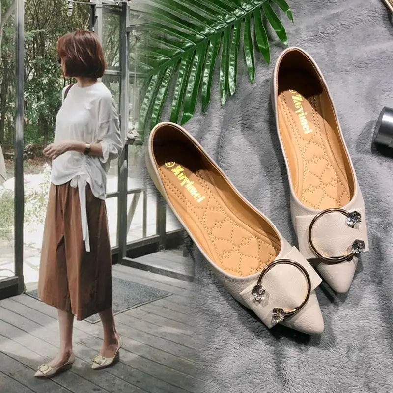 

Women's Pointed-Toe Shoes Flat Heel Spring And Summer New Style Comfortable Pointed-Toe Flat Top Shoes Shallow Mouth Shoes Soft