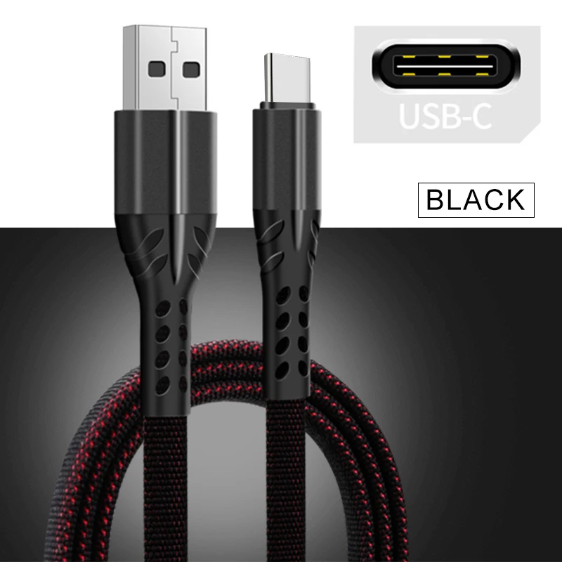 1 м 2 м 3.5A кабель для быстрой зарядки для type C Micro USB Android кабели type-C линия передачи данных для iPhone Быстрая зарядка провода - Цвет: Black For Type C