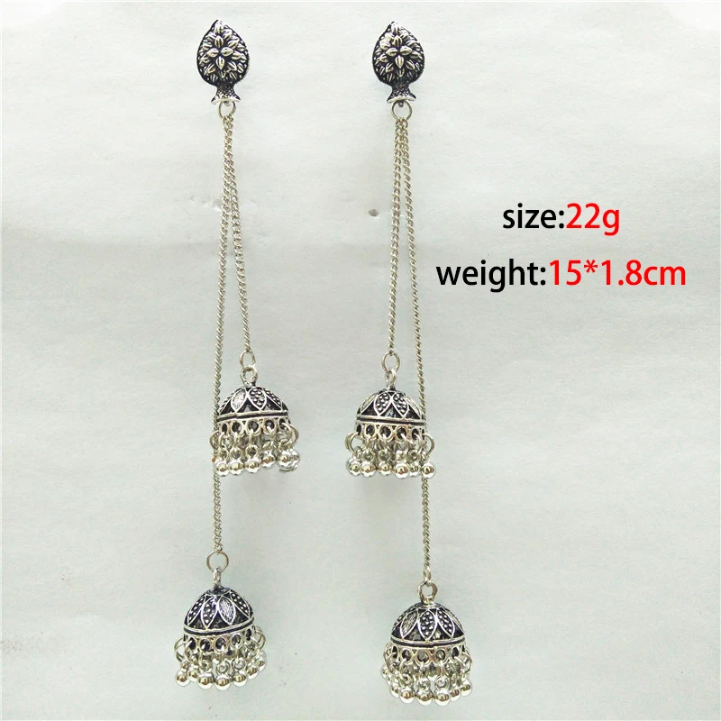 Jhumkas индийские женские серьги, длинные Винтажные серьги в виде цветка для женщин, богемные цыганские традиционные уникальные серьги с кисточками, элегантный подарок